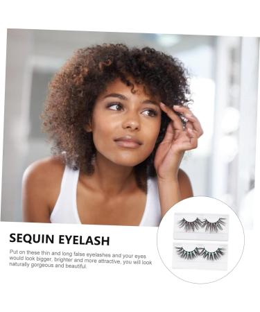 minkissy 2 Pairs Fake Eyelashes Strip Eyelashes Long Fluffy Fake Eye Lashes Artificial Eyelashes Fluffy Volume Lashes Women False Eyelash Sequin Eyelash Supplies Christmas 3d Chemical Fiber - Buy Online on GoSupps.com