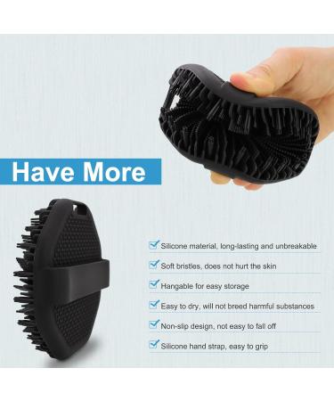 Silicone Body Scrubber with Non-Slip Handle - Travel Friendly Shower & Body Wash Scrubber (Black) | International Shipping - Buy Online on GoSupps.com