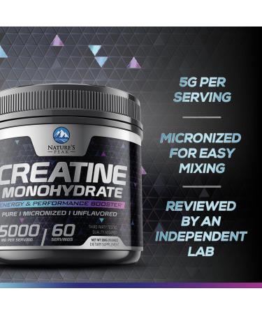 Pure Creatine Powder 5000mg - Unflavored Micronized Creatine Monohydrate | Keto & Vegan | Supports Muscle Growth & Strength | 60 Servings - Buy Online on GoSupps.com