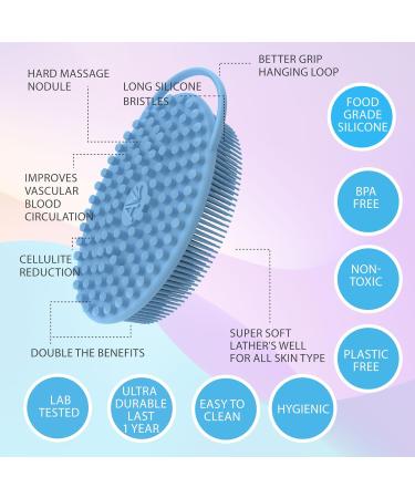 Avilana Luffa Exfoliating Body Scrubber - 2-in-1 Antibacterial Silicone Shower Brush | International Shipping - Buy Online on GoSupps.com