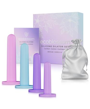 Ecoblossom Silicone Dilator Set - The Most Comfortable Dilators for Women with Pain - Pelvic Floor Trainer Stretcher and Expander (Medium Sizes 3 to 6) Medium Sizes 3-6