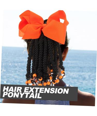 KONTONTY Ponytail Beads and Dreadlocks Synthetic Hairpiece Bow Braid Wig Women Braided Hair Extensions Beaded Braided Ponytail Colorful Hair Extension Women Hair Extension Hair for Braiding 21.00X14.00X2.00CM Orange - Buy Online on GoSupps.com