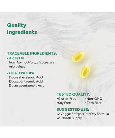 Naturalis Vegan Omega 3 DHA EPA & DPA from Algae | Vegan Society Certified Sustainably Sourced True Full Spectrum | 120 Veggie Softgels (Carrageenan Free) 120 Count (Pack of 1) - Buy Online on GoSupps.com