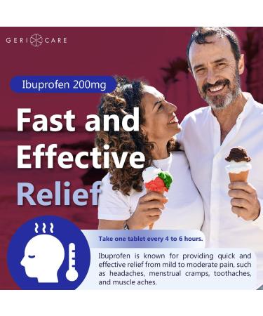 GeriCare Ibuprofen 200mg, Pain Reliever, Fever Reducer, Relieves Body Aches, 100 Count (Pack of 2) - Buy Online on GoSupps.com