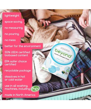Beyond Laundry Detergent Strips - Eco-Friendly Hypoallergenic & Travel-Friendly | 32 Dissolvable Strips - Free & Clear - Buy Online on GoSupps.com