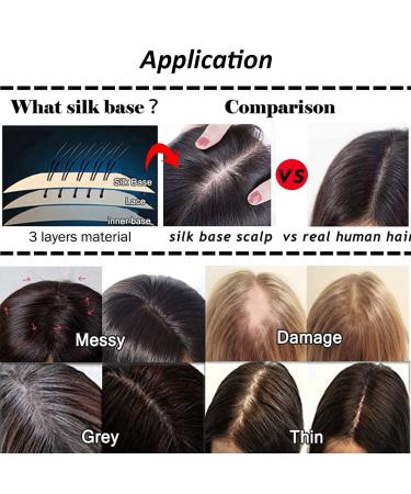 S-noilite Silk Base Topper: 10 130% Density Balayage Clip-in Human Hair Top Piece for Thinning Hair - Medium Brown/Dark Blonde - Buy Online on GoSupps.com