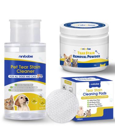 Tear Stain Remover Powder for Dogs and Cats Eye Stain Cleaner Natural Formula Remove Tear Stains Safe & Gentle Eye Care for Pets (pet Tear Stain Remover kit)