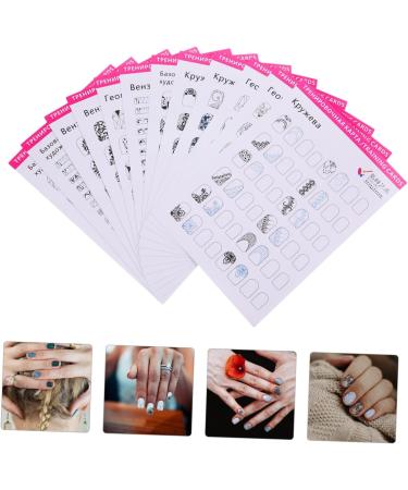 FRCOLOR 36 Sheets Coloring Exercise Book Nail Practice Book Acrylic Nail Practice Mat Nail Art Stamps Stencil Nail Supplies for Nail Techs Nail Art Tools Training Card Paper Manicure White - Buy Online on GoSupps.com