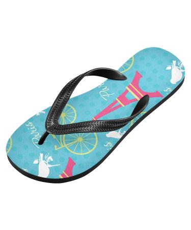 Mnsruu Paris Eiffel Tower Flip Flops | Multi-Colored Men & Women Sandals | Comfortable Home Slippers for Hotel Spa & Travel - Buy Online on GoSupps.com