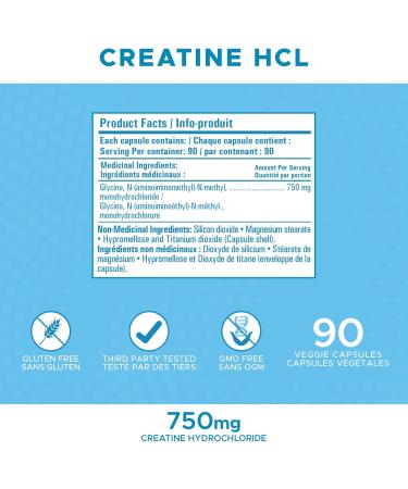 Revolution Nutrition Creatine HCL 750mg 90 Vegan Capsules 90 count (Pack of 1) - Buy Online on GoSupps.com