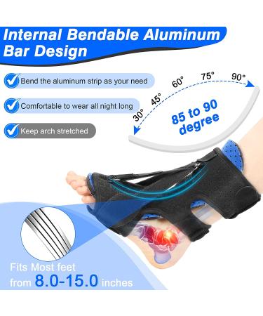 2022 Adjustable Plantar Fasciitis Night Splint - Plantar Fasciitis Relief for Foot Drop, Ankle Pain, Heel Pain, Achilles Tendonitis - 3 Fixing Straps - Buy Online on GoSupps.com
