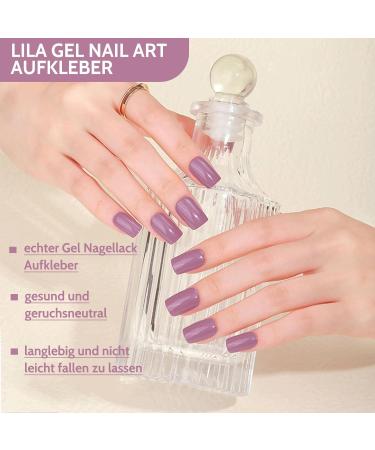 16 PCs Purple Gel Nail Polish Stickers - Full Wraps & Cured Gel Nail Strips for Women & Girls - BSG-0299-Lila - Buy Online on GoSupps.com