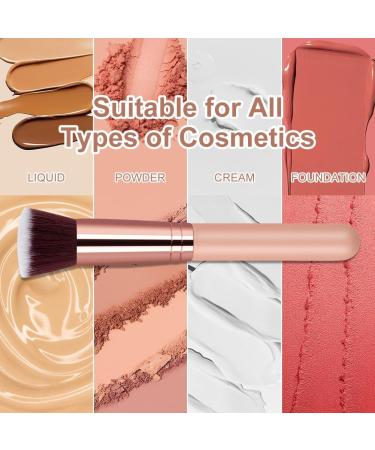 AOOWU Foundation Brush Premium Makeup Brush for Liquid Makeup Flat Top Foundation Brush Concealer Brush Multifunctional Face Brush for Liquid Cream Blending Buffing Powder Cosmetics 1 pcs - Pink gold - Buy Online on GoSupps.com