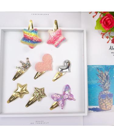 Shop 16-Pack Glittering Hair Clips for Girls | Star Heart & Butterfly Designs | Snappy Clamping Accessories - Buy Online on GoSupps.com