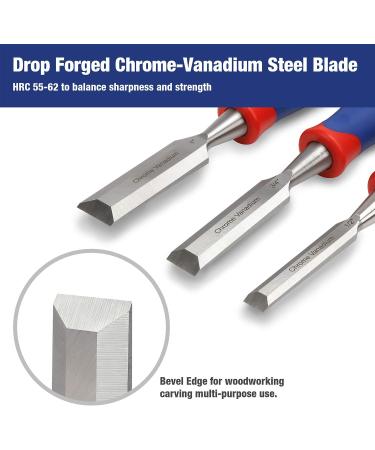 WORKPRO 3-piece Wood Chisel Set  Cr-V Construction  Bi-Material Soft Grip with Hammer End for Woodworking  Carving - Buy Online on GoSupps.com