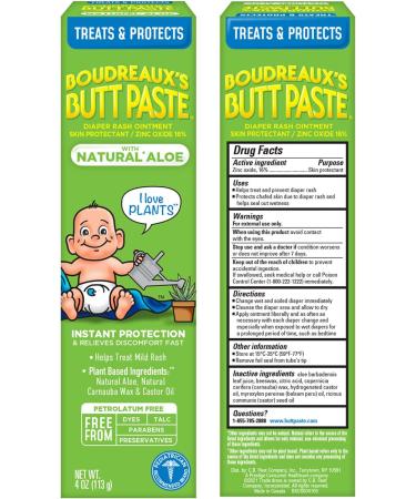 Boudreaux's Butt Paste Diaper Rash Ointment Variety Pack - Maximum Strength & Natural Aloe (1-4 oz each) - Buy Online on GoSupps.com