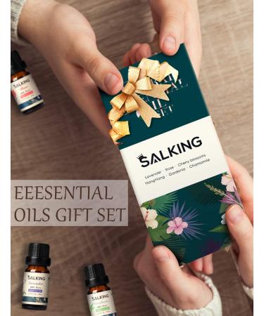 100% Organic Salking Essential Oils Set - Aromatherapy Gift Set for Diffusers & Massage | 6 x 10ml Fragrance Oils (Lavender Rose Cherry Blossom Ylang Ylang Gardenia Chamomile) - Buy Online on GoSupps.com