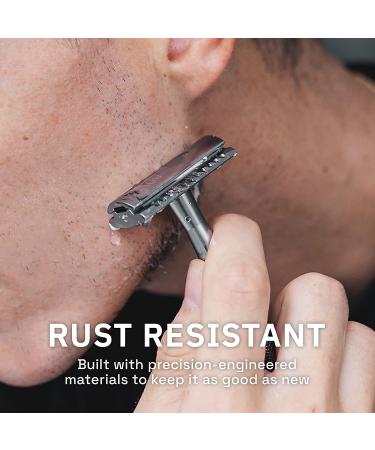 BOVEM Align Razor - Premium Single Blade Safety Razor for Men | Double Edge Razor with Stand and 5 Platinum Blades | Matte Silver - Buy Online on GoSupps.com