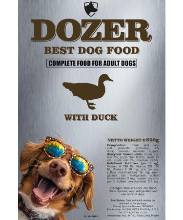 DOZER Adult Dog Food | Complete Food with Different Types of Meat (500 g) | Natural and Nutritious | Wet Dog Food (x 10 Duck) - Buy Online on GoSupps.com