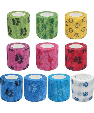 10 Pack Pet Self Adhesive Tape Cohesive Wrap Bandages Camouflage Wrap Tape Strong Elastic Stretch Sports Tape for Wrist Ankle Sprains & Swelling Dogs Elastic Bandage Wrap Tape 5cm 4.5m(10 Styles) - Buy Online on GoSupps.com