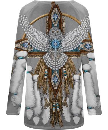 Women's Gray Aztec Graphic Tunic Top - XX-Large | Casual Western Cowgirl Style - Buy Online on GoSupps.com