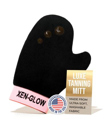 XEN-GLOW - Self Tanning Mitt Applicator Elastic Wrist - Ultra Soft Self Tanner Mitt Glove for Sunless Tanning - Perfect Self Tan Applicator with Thumb for Even Coverage - Streakless Self Tan - Black XEN-GLOW Tanning Mitt