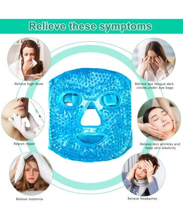 Cooling Face Mask Set with Hot and Cold Gel Packs Reusable Ice Face Mask Cold Compress Migraine Relief Mask Blue - Buy Online on GoSupps.com