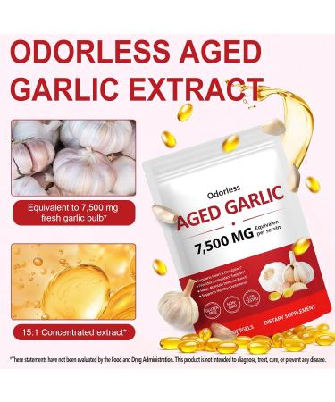 Aged Garlic Extract Softgels-7 500 mg| Odorless Garlic 15:1 Extract & Low-Temp 2-Year Aging for Heart/Circulation Health/Immune Support Rich in Antioxidant Swallow It Whole Gentle & Natural|300Pcs - Buy Online on GoSupps.com