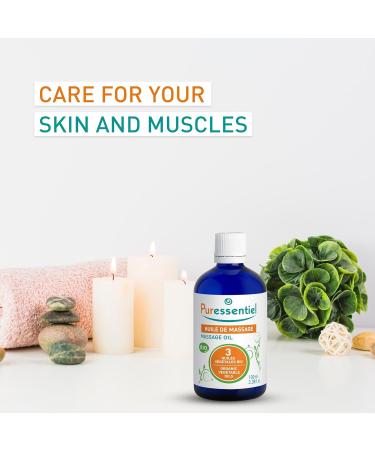 Organic Massage Oil with 3 Organic Vegetable Oils | Puressentiel Unisex - 3.38 oz Shop Internationally - Buy Online on GoSupps.com