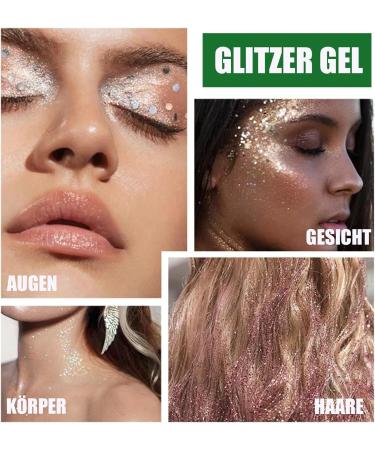  EONFAVE 50ml Mermaid Green Glitter Body Gel Festival Makeup Face Hair Body Nail Powder Holographic Thick Glitter Powder Durable Waterproof - Buy Online on GoSupps.com