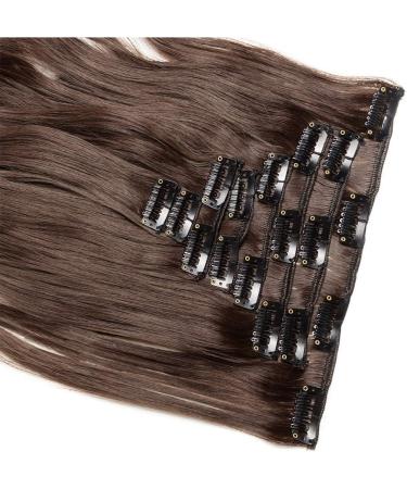 Silk-co 17 inch Light Brown Clip in Hair Extensions - 100% Synthetic Long Curly Wavy Hairpieces (8pcs) - Full Head 17 Inch Curly #Light Brown - Buy Online on GoSupps.com