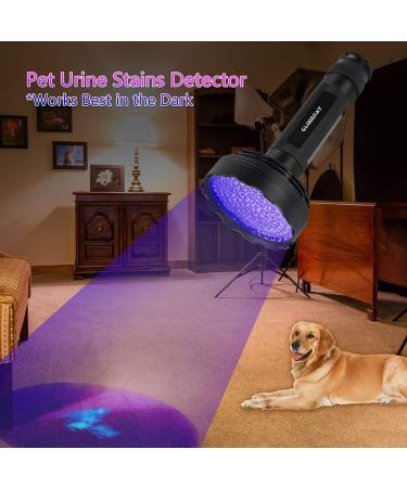 GLOSSDAY 128 LED UV Blacklight Flashlight - Professional Bright Ultraviolet Flashlight for Hunting Scorpions, Dog/Cat Stain Detection - Buy Online on GoSupps.com
