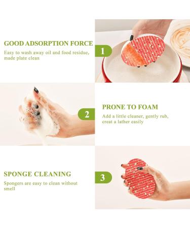 3-Pack Cleaning Kitchen Sponges Oval Striped Golden Rose Kitchen Cellulose Dishwashing Wood Pulp Cotton - Buy Online on GoSupps.com