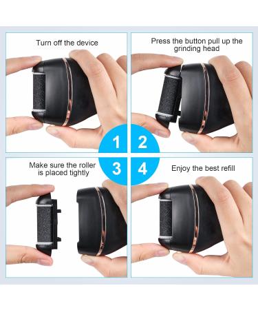 6 Pack Electric Callus Remover Replacement Rollers - 4 Regular Coarse & 2 Fine Coarse Refills for Pedicure Kit - Extra Rollers for Electronic Foot File (Black) - Buy Online on GoSupps.com