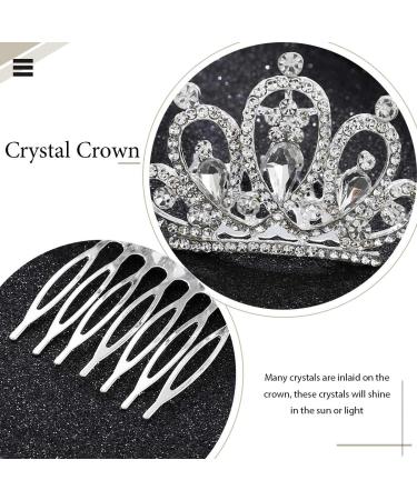 Brinie Mini Blue Crystal Tiara Bridal Hair Comb Clip - Princess Crown for Girls - Birthday Gift (Silver) - Buy Online on GoSupps.com