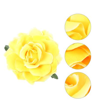 Frcolor Big Yellow Rose Hairpin & Brooch for Women Party - Artificial Flower Clips - Buy Online on GoSupps.com