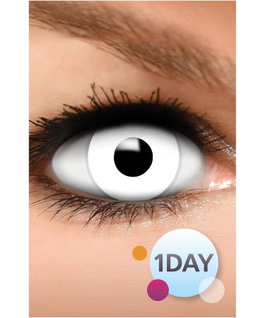 FUNZERA Zombie Halloween Contact Lenses - White Non-Prescription Pair for Cosplay & Carnivals - Buy Online on GoSupps.com