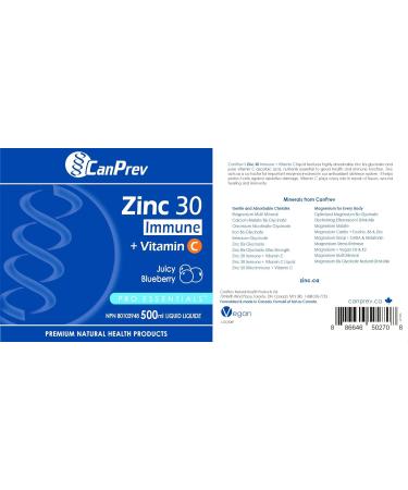 CanPrev Zinc 30 Immune + Vitamin C Liquid 50ml - Juicy Blueberry - Buy Online on GoSupps.com
