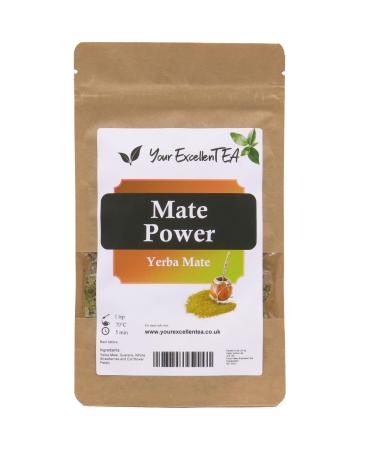 Your ExcellenTEA - Yerba Mate Power Tea Yerba Loose Leaf Tea - 100g with Guarana Whole Strawberries and Cornflower Petals Yerba Mate Power 100g