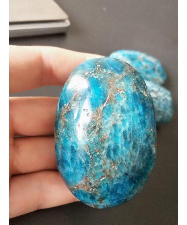 Crystal Natural Blue Apatite Palm Stone Crystal Stone