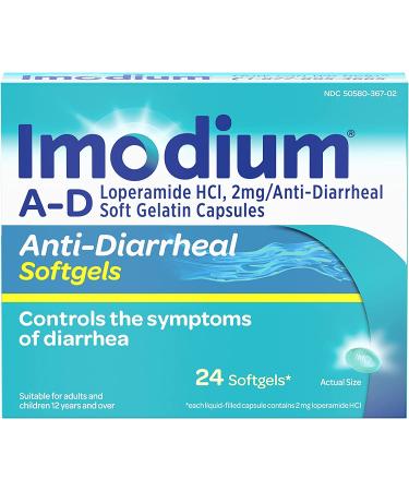 Imodium A-D Anti-Diarrheal Softgels 2mg - 24 ct. Pack - Diarrhea Relief for Acute, Active & Traveler's Diarrhea - Buy Online on GoSupps.com