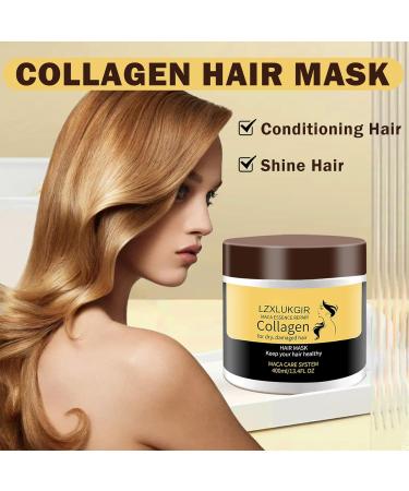 Collagen & Keratin Hair Mask - Deep Conditioning Treatment for Damaged Hair | 400ml Moisturizing Hair Mask - Buy Online on GoSupps.com