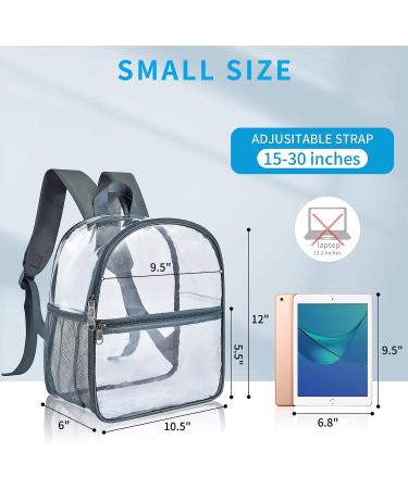 Paxiland Clear Stadium Approved Backpack with Wide Shoulder Straps - Grey - Buy Online on GoSupps.com