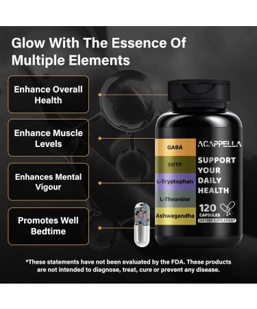 ACAPPELLA GABA Supplement Ashwagandha Capsule 5 HTP L Theanine L Tryptophan Emotional Mood Support Supplement for Men and Women (1) - Buy Online on GoSupps.com