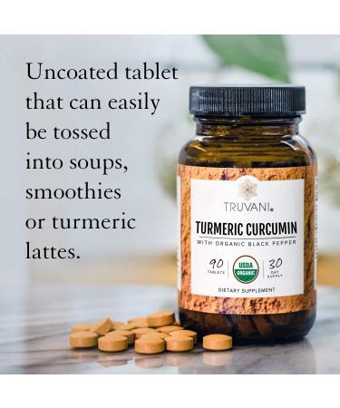 TRUVANI Organic Turmeric Curcumin 1350mg with Black Pepper | Anti-Inflammatory Joint Support & Stress Relief | 30 Servings - Buy Online on GoSupps.com