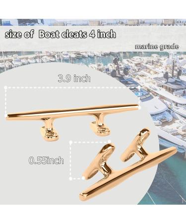 Searoam 4 Inch Brass Boat Cleat - Pack of 2 | Nautical Decor Mooring Accessories - Buy Online on GoSupps.com