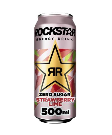 Rockstar Energy Drink Strawberry Lime Zero Sugar - Caffeinated Soft Drink (12 x 500ml) | Energy Boost with No Sugar | International Shipping Available - Buy Online on GoSupps.com