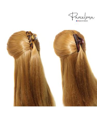 Parcelona French Boss Thin Light Tortoise Shell Brown Celluloid Hair Claw Clip Set - 2 Pack - Buy Online on GoSupps.com