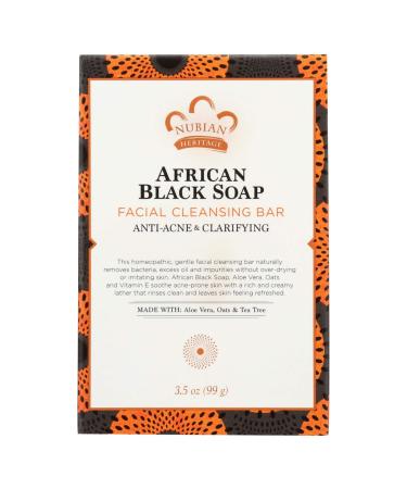 Nubian Heritage African Black Soap Facial Cleansing Bar 3.5 oz (99 g)