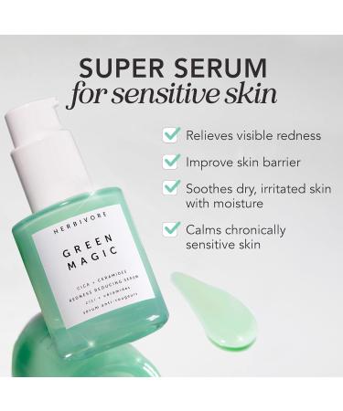 HERBIVORE Green Magic Cica + Ceramides Serum | Fast-Acting Redness Reducer for Sensitive Skin | Vegan & Cruelty-Free 30mL - Buy Online on GoSupps.com